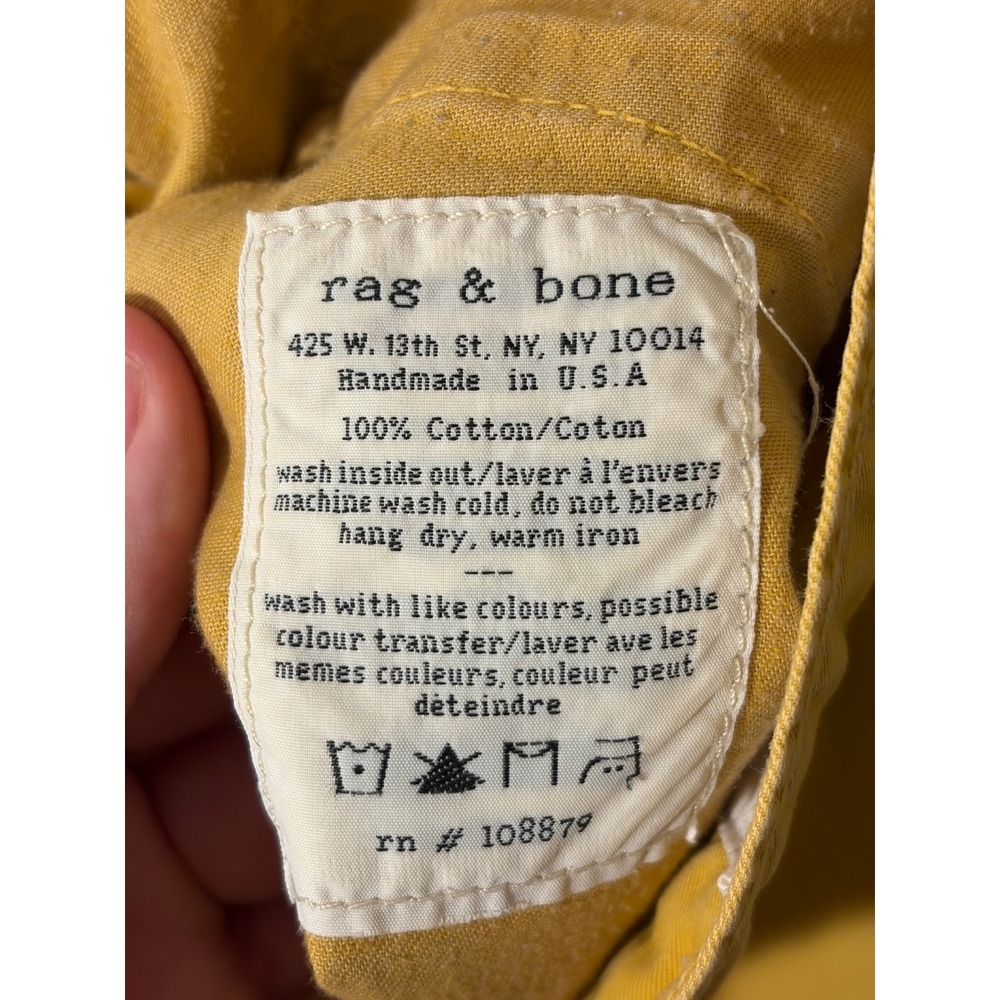 Rag & Bone RB 15X Slim Straight Pants Mens 31 Mustard Yellow Cotton Chinos USA - Picture 4 of 9